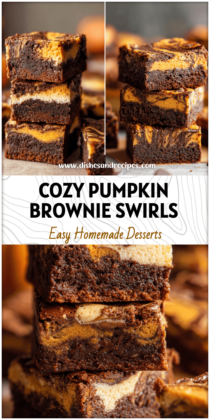 Stacked pumpkin brownie swirl bars with creamy pumpkin cheesecake layers, a festive Thanksgiving brownies treat